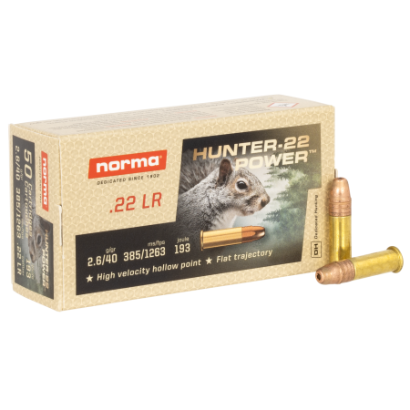 Norma Hunter-22 Power .22 LR 40gr Rimfire Ammo (50/box) 2425096