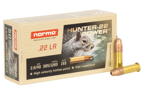 Norma Hunter-22 Power .22 LR 40gr Rimfire Ammo (50/box) 2425096