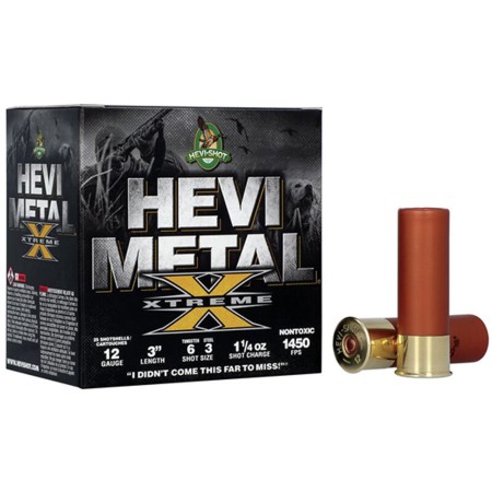 HEVI-Shot Hevi Metal Xtreme 12 Gauge 1.25oz 3in Shotgun Ammo, Shot 6, 25 Rounds, HS38126-25RD