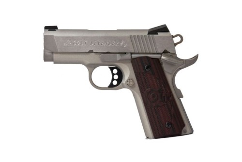 Colt Defender 45 ACP 7+1 Semi Auto Hammer Fired Pistol, Brushed Stainless - O7000XE