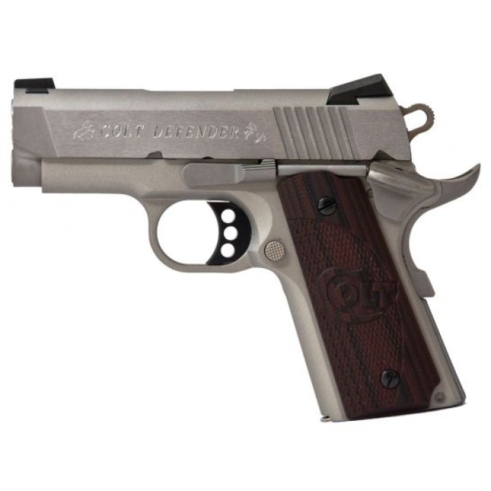 Colt Defender 45 ACP 7+1 Semi Auto Hammer Fired Pistol, Brushed Stainless - O7000XE