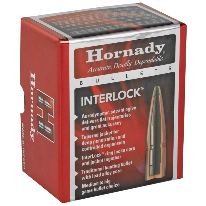 HORNADY InterLock .30 Cal 220Gr RN Rifle Bullets (3090)