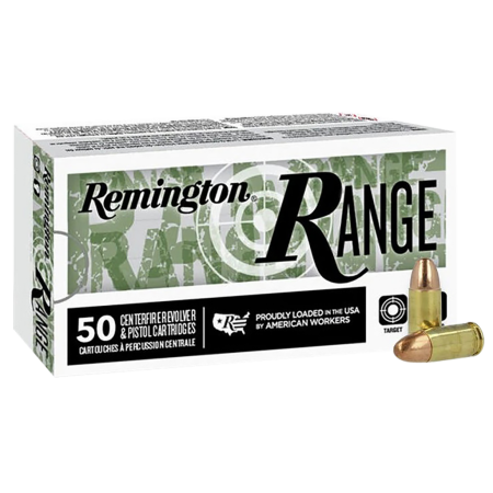 Remington Range 9mm, 124gr, Full Metal Jacket, 50rd Box