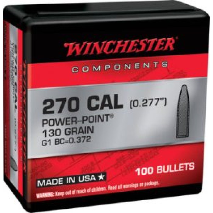 WINCHESTER AMMO Centerfire Rifle Reloading 270 Win 130gr 100rd/Box Bullets (WB270P130X)