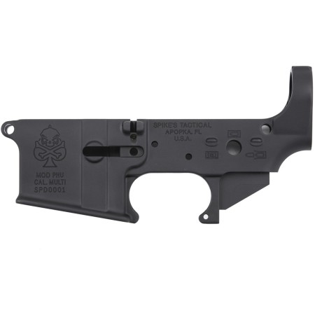 Spikes PHU Spade Stripped Lower, Multi-Cal, Black Hardcoat Anodized