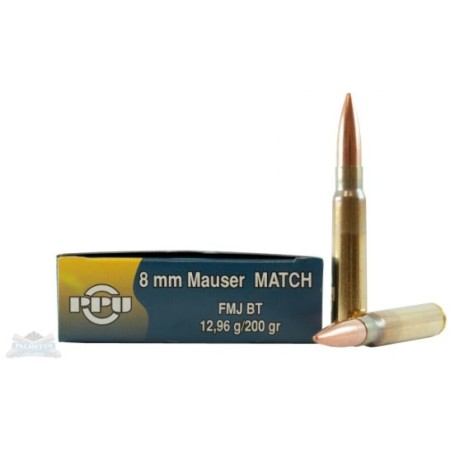 8mm Mauser - 200 Grain FMJBT - PPU Match - 20 Rounds