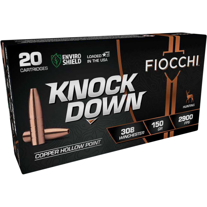 Fiocchi Knock Down 308 Winchester, 150gr, Hollow Point, 20rd Box