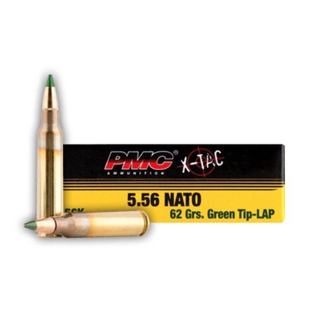 Pmc X-Tac Rifle Ammunition 5.56 Nato 62 GR Green Tip 1000/Ct Case (50-20/Ct Boxes) 556KC