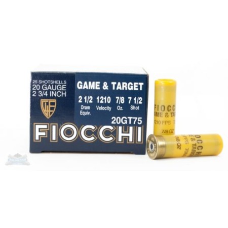 Fiocchi 20ga 2.75" 7/8oz #8 Game Load Shotshell Ammunition 25rds - 20GT75