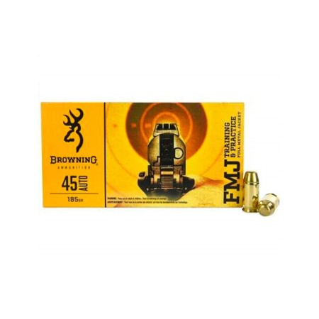 Browning 45 Auto Training & Practice B191800452 185 Grain FMJ Ammo - 50 round box - Dirty Bird Industries