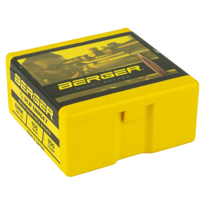 Berger Bullets 24429 Target  6mm .243 105 GR Secant Very Low Drag 100 Per Box