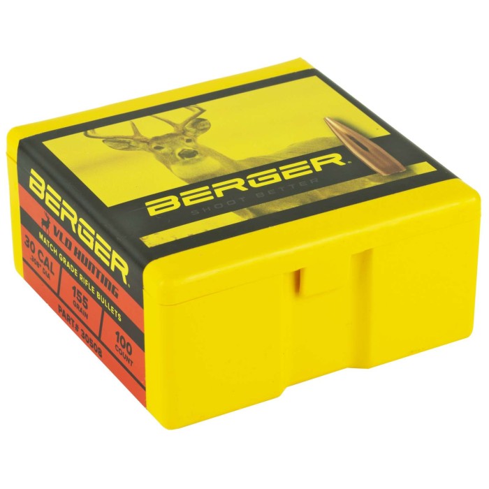 Berger Bullets 30508 Hunting  30 Cal .308 155 gr Secant Very Low Drag 100 Per Box