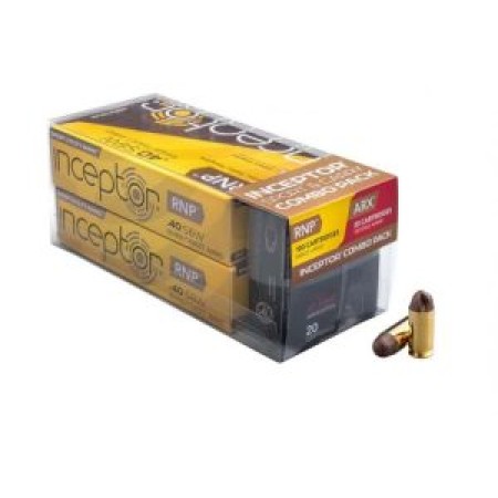 PolyCase Ammo 40RNPARX Inceptor 40 S&W 97 GR/88 GR RNP/ARX 120 Bx/ 12 Cs - Brass Casing