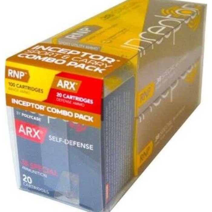 PolyCase Ammo 38SPLRNDARX Inceptor 38 Special 84 GR/77 GR RNP/ARX 120 Bx/ 12 Cs - Brass Casing