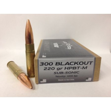 Grizzly Cartridge 300 Blackout 220 Grain HPBT-M Pistol Ammo, 20 Rounds, GC300BL-R3