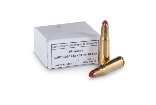 PPU, 7.62x39mm, M-68 Standard Blank Ammo, 15 Rounds