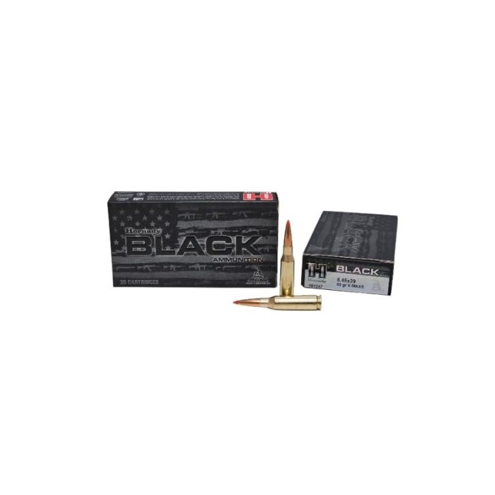 Hornady Black Rifle Ammo 5.45x39 60 gr. V-Max Black 20 rd. - Brass Casing