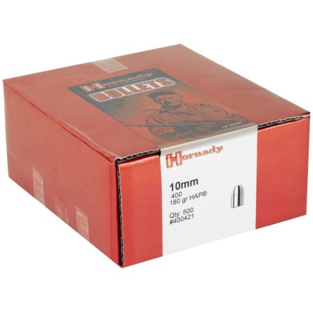 HORNADY HAP 10mm 180gr 500/Box Handgun Bullets (400421)