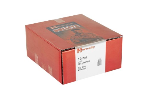 HORNADY HAP 10mm 180gr 500/Box Handgun Bullets (400421)