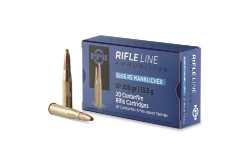 PPU, 8x56R Mannlicher, FMJ-BT, 208 Grain, 20 Rounds