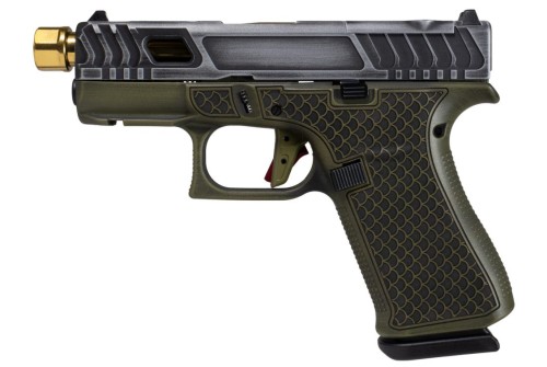 GLOCK 43X GREEN TARPON THREADED GOLD BARREL