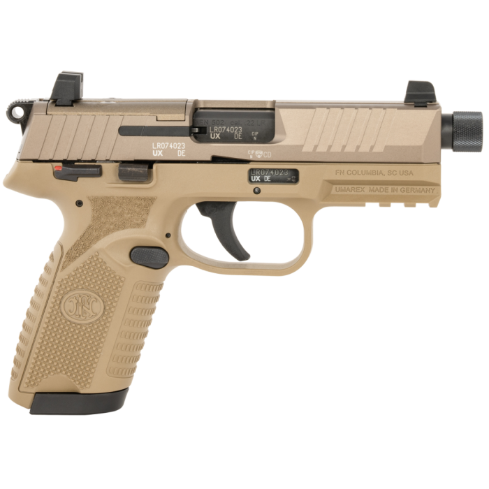 FN 502 Tactical .22 LR Pistol with 4.60" Threaded Barrel, Flat Dark Earth Frame - 66101682