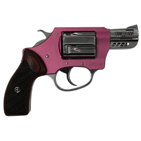 Charter Arms 53805 Coyote 380 ACP 5 Shot 2" Pink & Hi-Polish Small Rosewood Checkered Grip Revolver Pistol