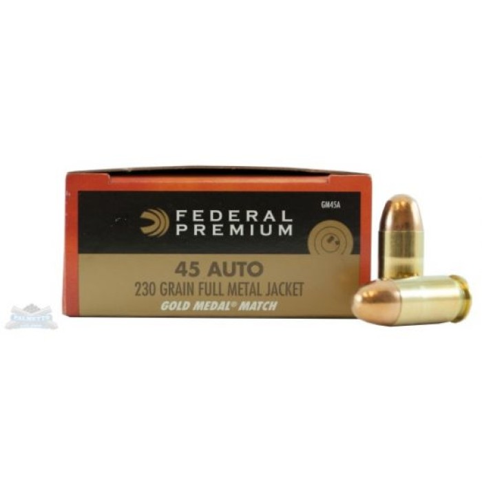 Federal GM45A Premium Gold Medal 45 ACP 230 gr Full Metal Jacket FMJ 50 Per Box20 UPC: 029465095451