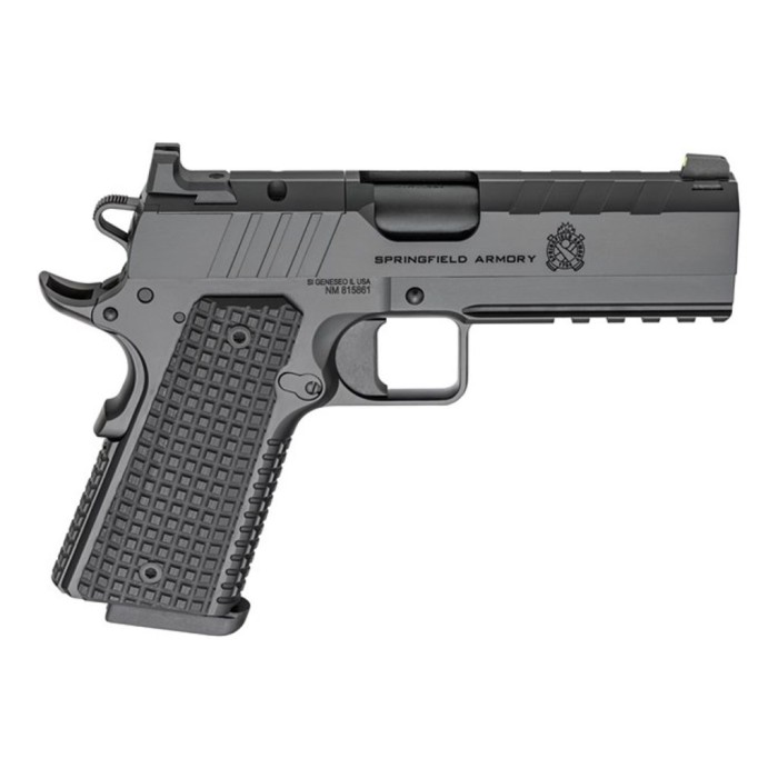 Springfield Armory PX9227LAOS 1911 Emissary 9mm 9+1 4.25" Stainless Steel Barrel Optic Ready Black Carbon Steel Slide VZ Grips Thin-Line G10 Grip