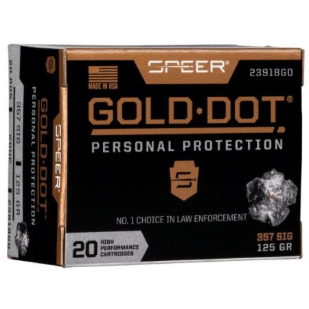 Speer Gold Dot 125 gr Hollow Point .357 Sig Ammo, 20/box - 23918GD