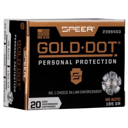 SPR GOLD DOT 45ACP 185GR HP 20/200 UPC: 604544647273