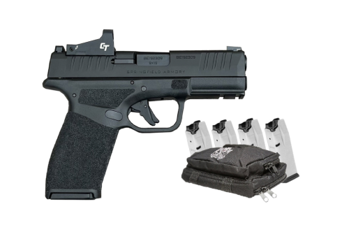 Springfield Armory Hellcat PRO 9mm 15rd Pistol w/Crimson Trace Red Dot, 5 Mags & Range Bag - Black