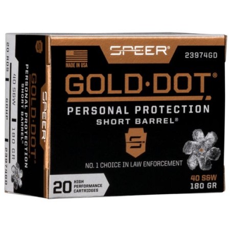 Speer Gold Dot Short Barrel 180 gr Hollow Point .40 S&W Ammo, 20/box - 23974GD