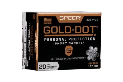 Speer Gold Dot Short Barrel 180 gr Hollow Point .40 S&W Ammo, 20/box - 23974GD