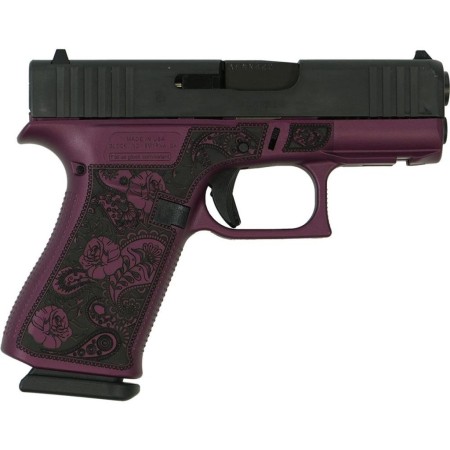 GLOCK 43X 9MM W/FRONT RAILS USA CUST FULL ENGRVD PAISLEY BLK CHERRY