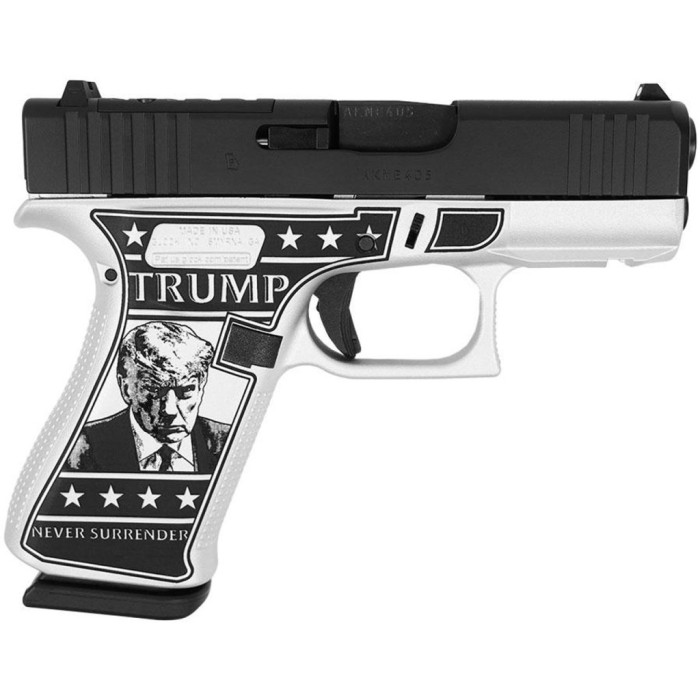 GLOCK 43X FS 9MM W/FRONT RAILS-Trump 2024 Mug Shot with Optic Cut