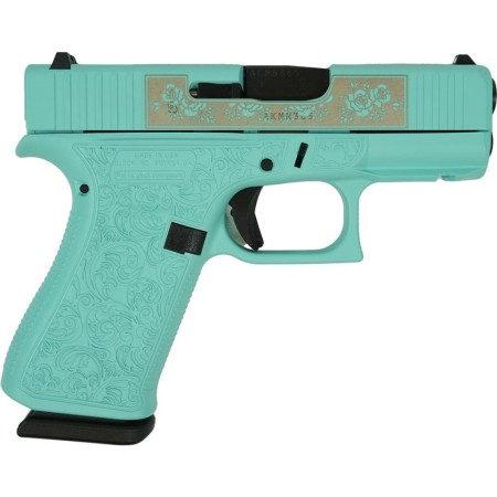 GLOCK 43X 9MM W/FRONT RAILS-ENGRAVED GLOCK & ROSES TIFFANY