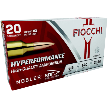 Fiocchi Hyperformance Match 6.5 PRC, 140 Gr, Rifle Centerfire, Brass Rifle Ammunition, 20 Round, 65PRCRD