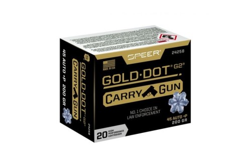 Speer Ammo 24258 Gold Dot Carry Gun 45 ACP +P 200 gr Hollow Point (HP) 20 Bx/ 10 Cs