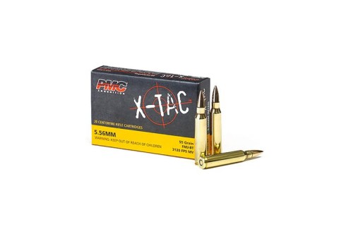 PMC X-TAC 5.56 NATO Ammo 55 Grain FMJBT, 20 rds/box u2013 556X