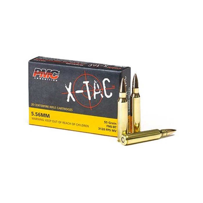 PMC X-TAC 5.56 NATO Ammo 55 Grain FMJBT, 20 rds/box u2013 556X