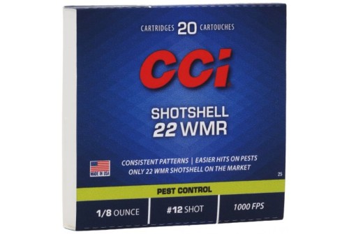 CCI .22 Winchester Magnum Rimfire Shotshell 52 Grain #12 Shot Ammunition 20rds - 0025