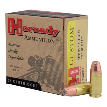 Hornady 9mm 147gr XTP Custom Pistol Ammunition 25rds - 90282