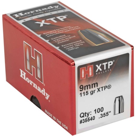 HORNADY 9mm 115Gr XTP Hollow Point 100Rd Box Bullets (35540)