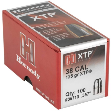 HORNADY XTP 38 Cal 125gr HP 100/Box Rifle Bullets (35710)