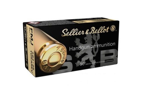 Sellier & Bellot Sb762tok Handgun  7.62X25mm Tokarev 85 GR Full Metal Jacket 50 Per Box/ 30 Case 754908500017