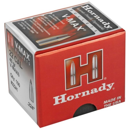 HORNADY V-Max 22 Cal .224 40Gr 100 Per Box Bullets (22241)