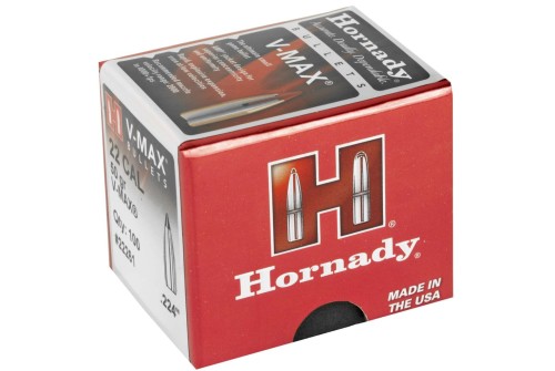 HORNADY V-Max 22 Cal .224 50Gr 100 Per Box Bullets (22261)