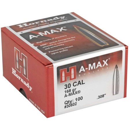 HORNADY 30 Caliber .308 168gr A-MAX Bullets 100/Box (30502)