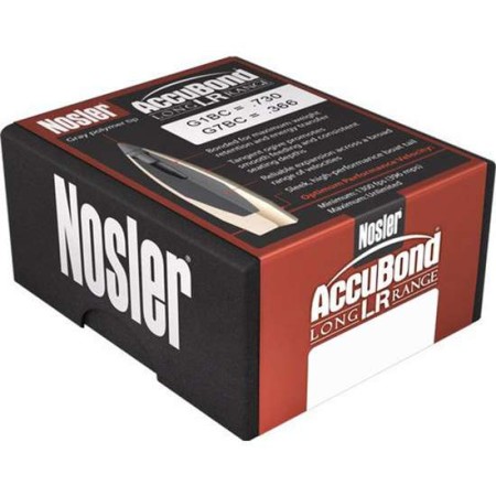 NOSLER AccuBond LR .30 Caliber .308" 210Gr Spitzer 100rd Box Bullets (58317)